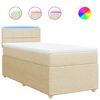 vidaXL Cama box spring con colch&oacute;n tela color crema 90x200 cm