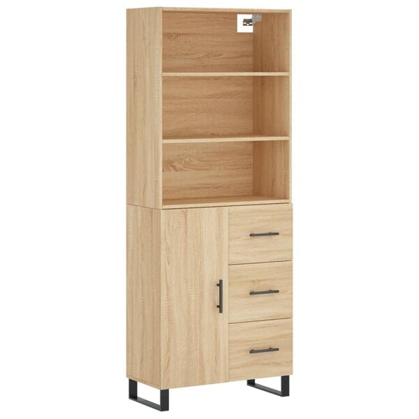 vidaXL Aparador alto madera contrachapada color roble 69,5x34x180 cm