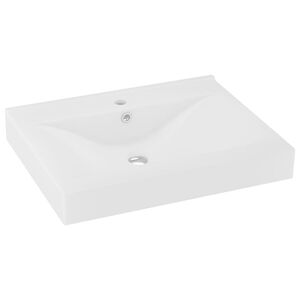 vidaXL Lavabo de lujo con grifo cer&aacute;mica 60x46 cm blanco mate