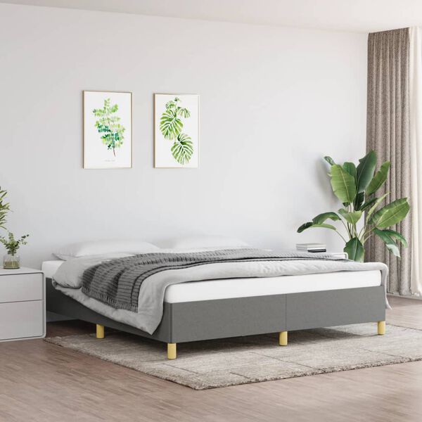 vidaXL Cama sin colch&oacute;n de tela gris oscuro 180x200 cm