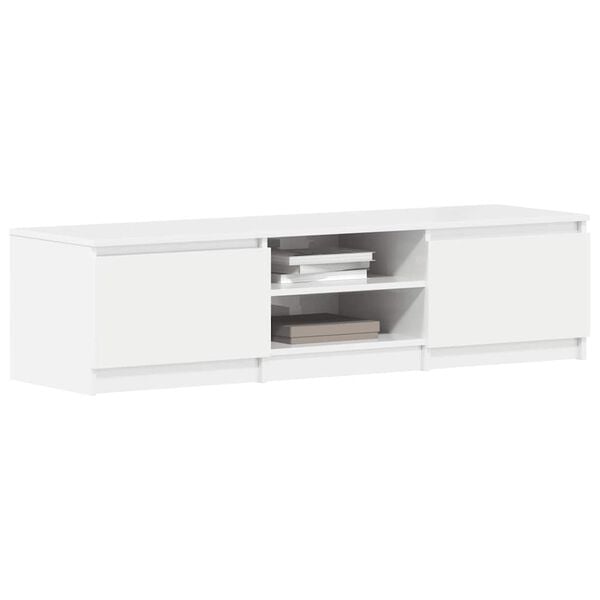 vidaXL Mueble TV madera contrachapada blanco brillante 140x40x35,5cm