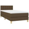 vidaXL Cama box spring con colch&oacute;n tela marr&oacute;n oscuro 90x200 cm