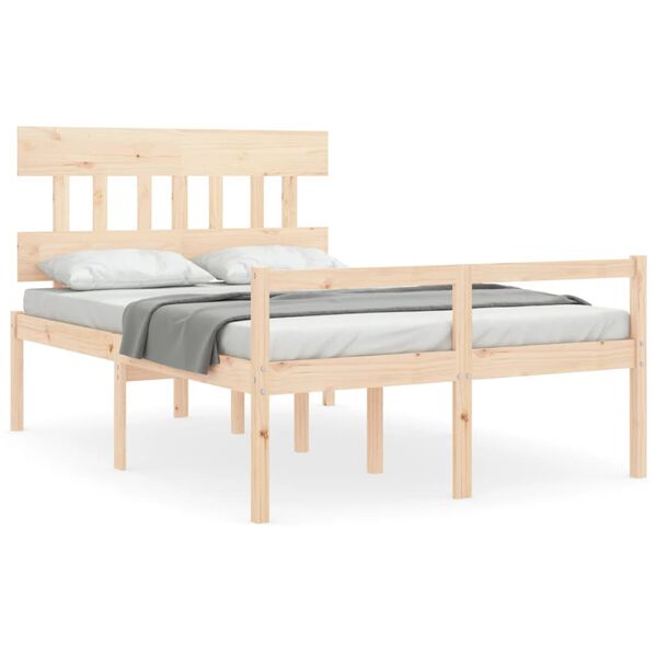 vidaXL Cama para personas mayores con cabecero madera maciza 140x200cm