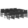 vidaXL Set de comedor de jard&iacute;n 9 pzas y cojines rat&aacute;n sint&eacute;tico negro