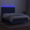 vidaXL Cama box spring colch&oacute;n y luces LED tela azul 140x190 cm