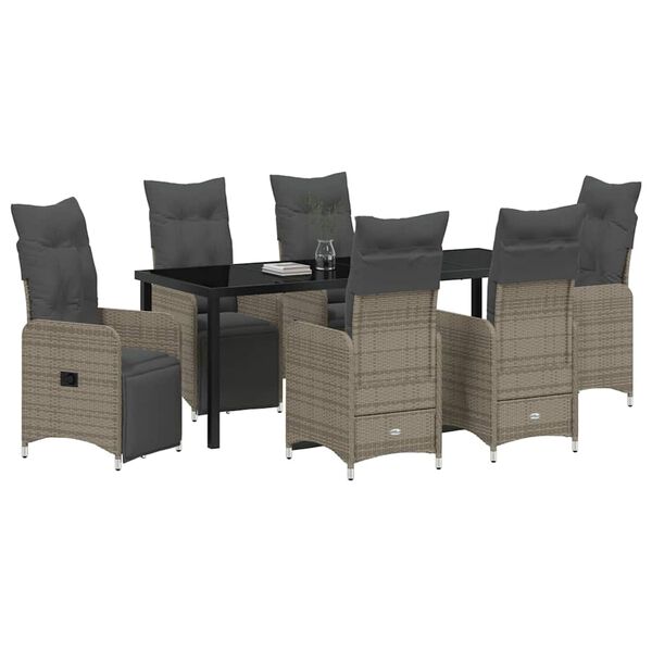 vidaXL Conjunto de Comedor de Jard&iacute;n 7 pcs Gris rat&aacute;n sint&eacute;tico