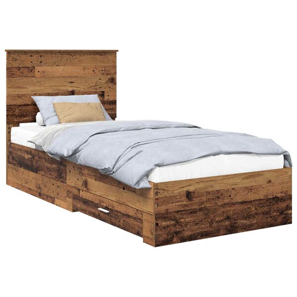vidaXL Estructura de cama con cabecera Madera vieja 100 x 200 cm