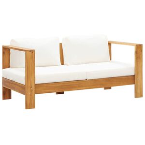 vidaXL Sof&aacute; de jard&iacute;n con coj&iacute;n madera de acacia blanco crema 140 cm