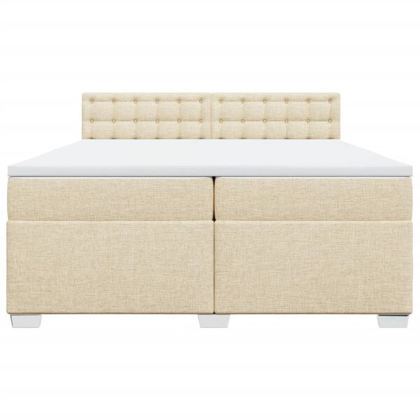 vidaXL Cama box spring con colch&oacute;n tela color crema 200x200 cm