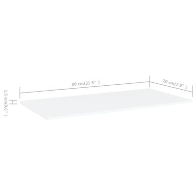 vidaXL Estantes para estantería 8 uds contrachapada blanco 80x20x1,5cm