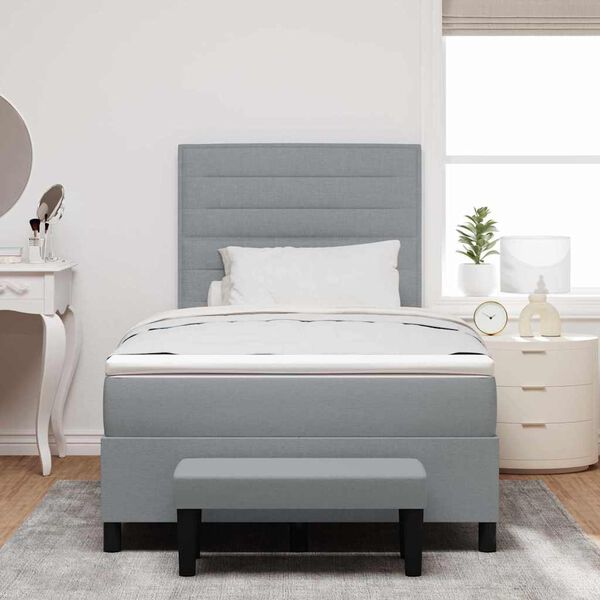 vidaXL Cama tipo Box Spring con colch&oacute;n Gris Claro 120 x 200 cm tela