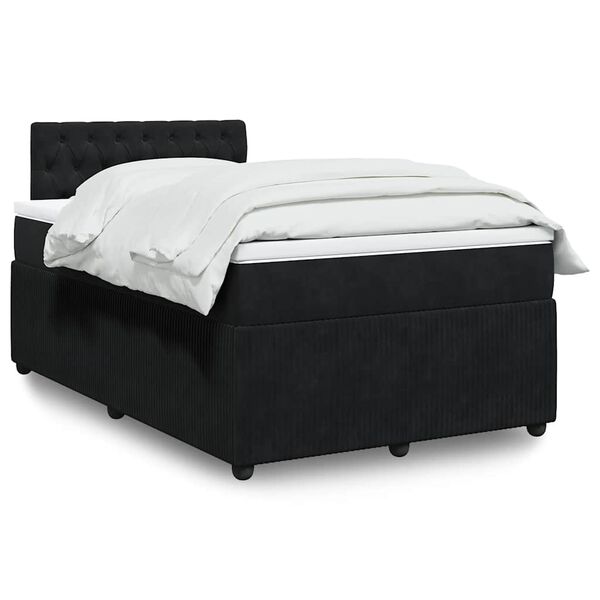 vidaXL Cama box spring con colch&oacute;n terciopelo negro 120x200 cm