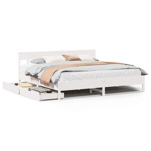 vidaXL Estructura de cama sin colch&oacute;n madera maciza blanca 200x200 cm