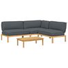 vidaXL Juego de Sof&aacute; 4 uds. Antracita Madera de Acacia S&oacute;lida