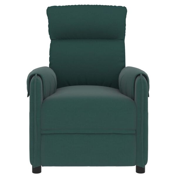 vidaXL Sill&oacute;n de masaje elevable tela verde oscuro