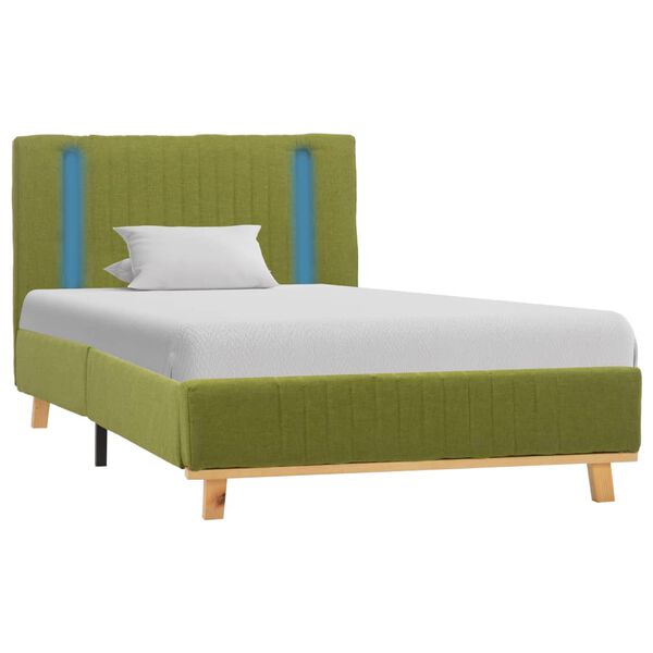 vidaXL Estructura de cama con LED tela verde 90x200 cm
