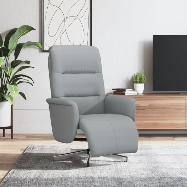 vidaXL Sill&oacute;n reclinable con reposapi&eacute;s tela gris claro