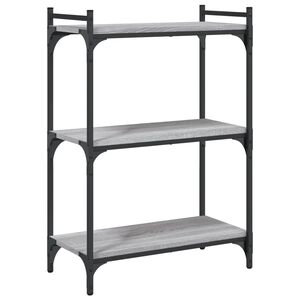 vidaXL Librer&iacute;a 3 estantes madera ingenier&iacute;a gris Sonoma 60x30x86 cm