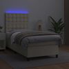 vidaXL Cama box spring y colch&oacute;n LED cuero sint&eacute;tico crema 90x190 cm