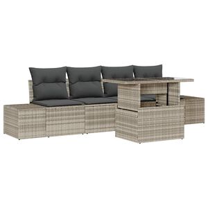 vidaXL Conjunto de sof&aacute; de jard&iacute;n 5 pcs Gris Claro y Gris Oscuro