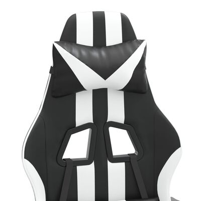 vidaXL Silla gaming giratoria cuero sintético negro y blanco