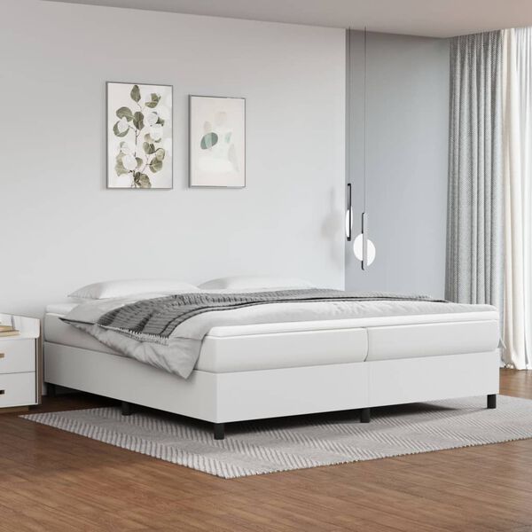 vidaXL Cama box spring con colch&oacute;n cuero sint&eacute;tico blanco 200x200 cm