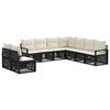 vidaXL Conjunto de sof&aacute;s de jard&iacute;n 9 uds. Negro rat&aacute;n sint&eacute;tico