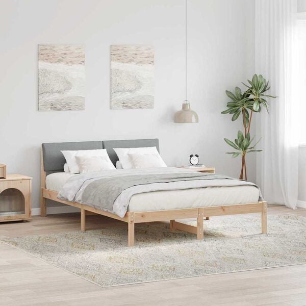 vidaXL Estructura de cama Marr&oacute;n y gris claro 135 x 190 cm