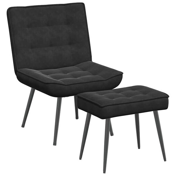 vidaXL Sillón de relax con reposapiés terciopelo negro