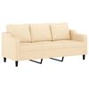 vidaXL Sof&aacute; de 3 plazas con almohadas y cojines tela crema 180 cm