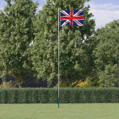 vidaXL Mástil y bandera de Reino Unido aluminio 6,23 m
