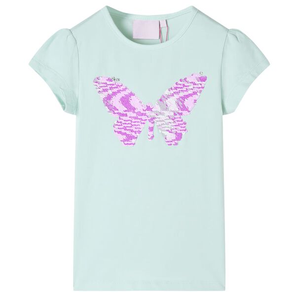 Camiseta infantil de manga casquillo menta claro 140