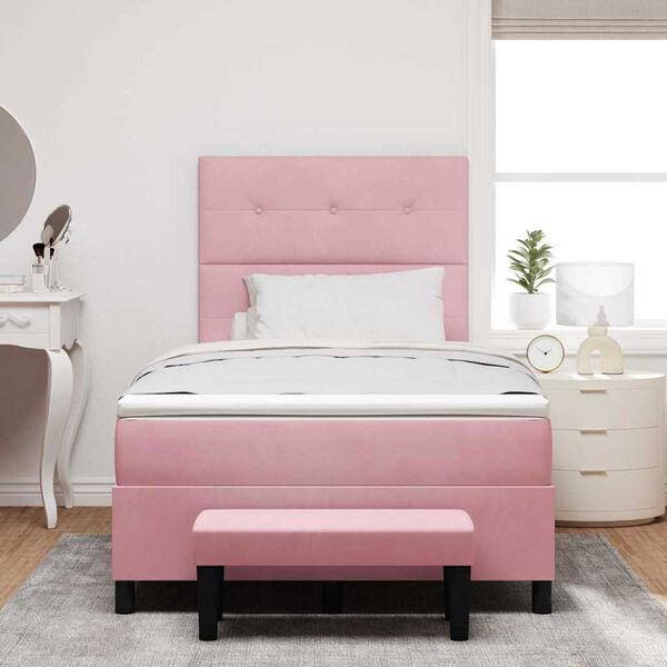 vidaXL Cama tipo Box Spring con colch&oacute;n Rosa 120 x 190 cm Terciopelo