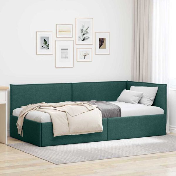 vidaXL Estructura de cama en esquina Verde oscuro 100 cm x 200 cm