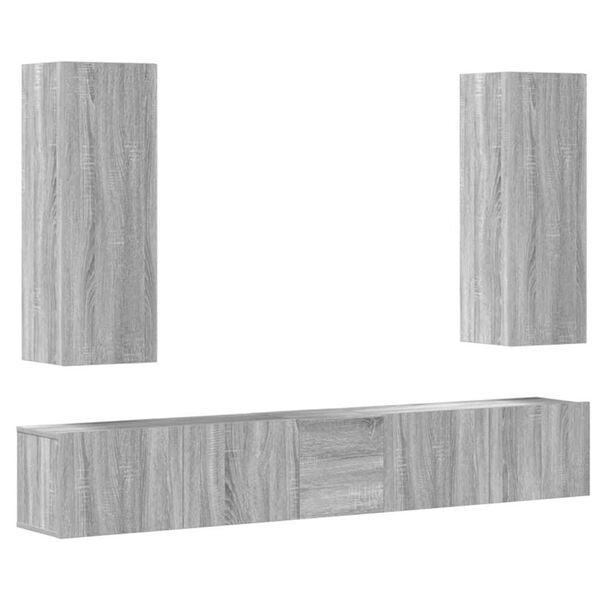 vidaXL Set de muebles para TV 5 pzas madera contrachapada gris Sonoma