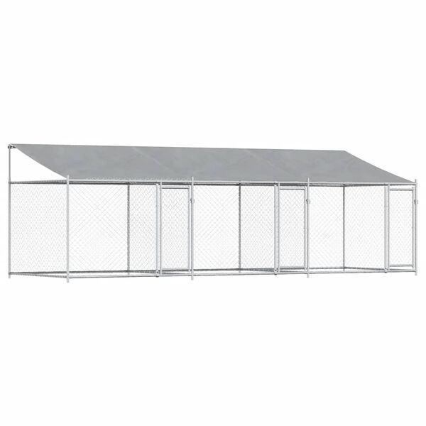 vidaXL Jaula de perros techo y puertas acero galvanizado gris 6x2x2 m