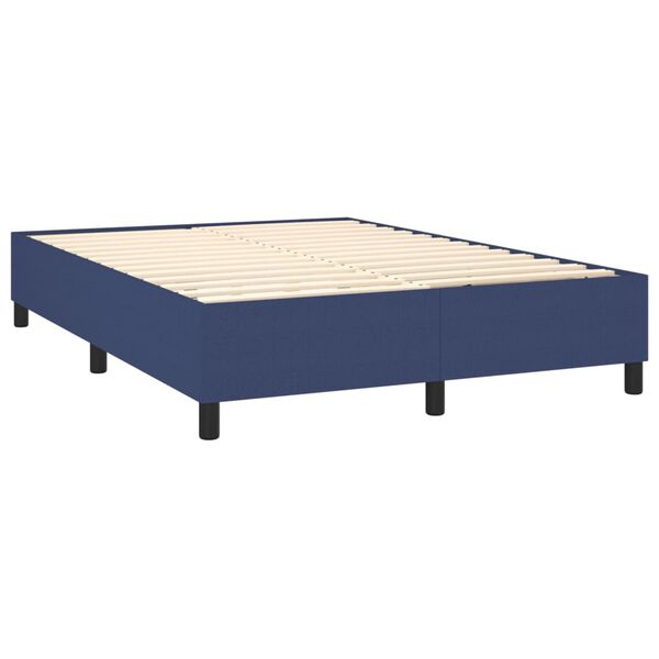 vidaXL Cama box spring con colch&oacute;n tela azul 140x200 cm