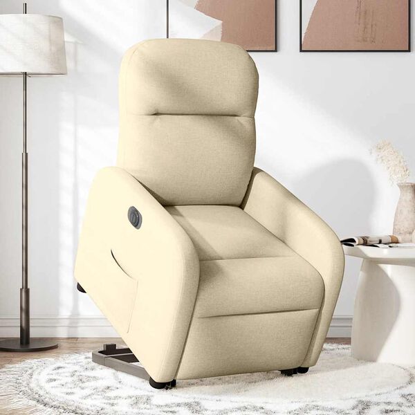 vidaXL Sill&oacute;n el&eacute;ctrico reclinable elevable de tela color crema