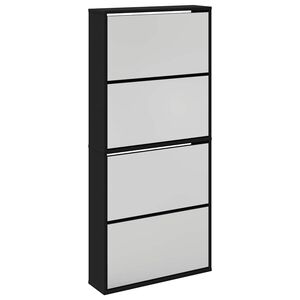 vidaXL Zapatero con espejo 4 niveles negro 63x17x134 cm