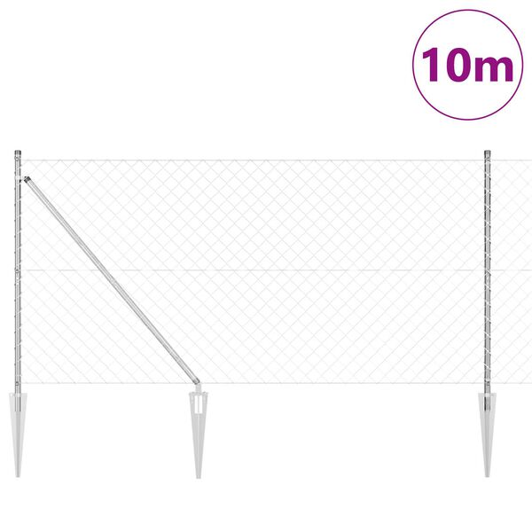 vidaXL Poste de Valla Plateado 10 x 1,4 m (malla de 60 x 60 mm) Acero