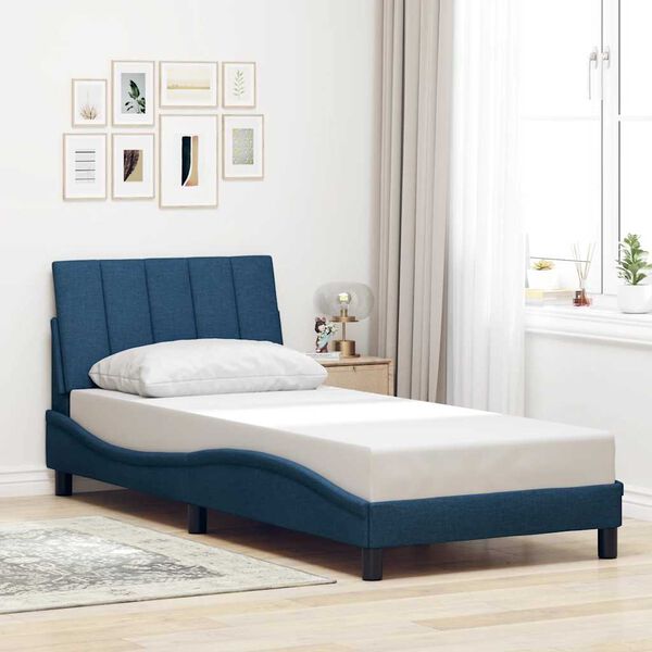vidaXL Estructura de cama sin colch&oacute;n Hanko tela azul 80x200 cm