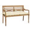 vidaXL Banco Batavia de teca maciza con coj&iacute;n blanco crema 120 cm