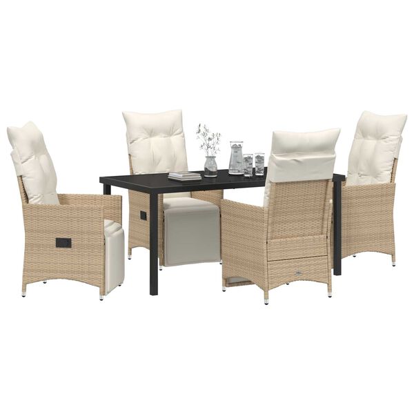vidaXL Conjunto de Comedor de Jard&iacute;n con coj&iacute;n 5 pcs Beige Polirat&aacute;n