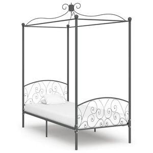 vidaXL Estructura cama con dosel sin colch&oacute;n metal gris 90x200 cm