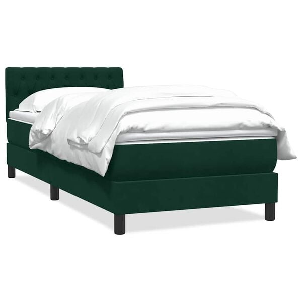 vidaXL Cama box spring con colch&oacute;n terciopelo verde oscuro 90x220 cm