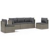 vidaXL Set de muebles de jard&iacute;n 5 pzas y cojines rat&aacute;n sint&eacute;tico gris