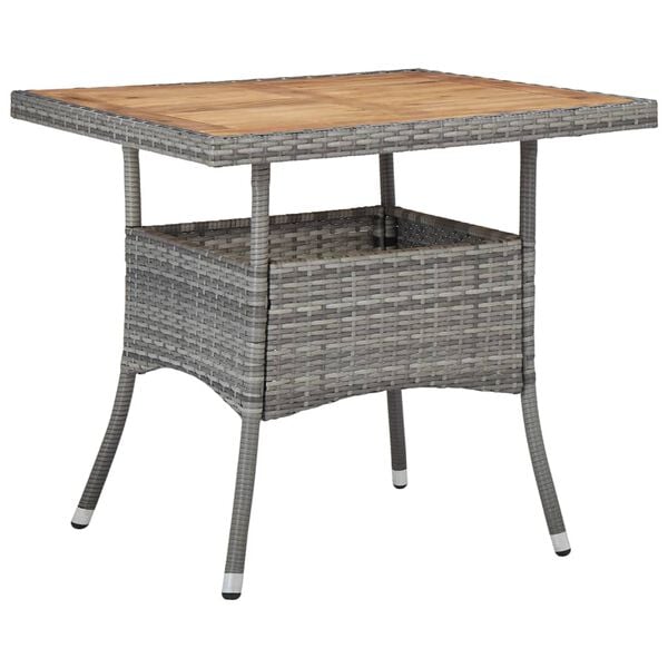 vidaXL Set de comedor jardín 5 pzas ratán sintético madera acacia gris