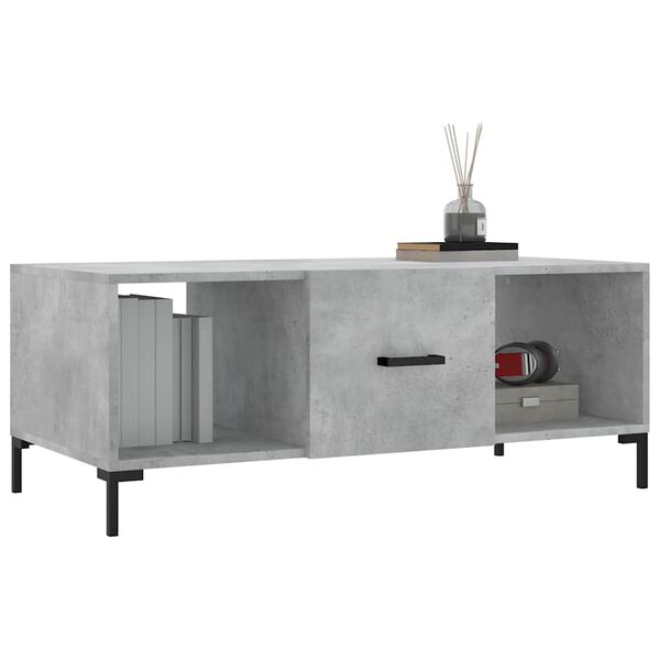 vidaXL Mesa de centro madera contrachapada gris hormig&oacute;n 102x50x40 cm