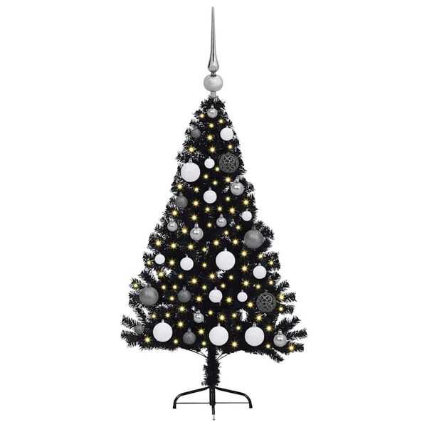 vidaXL &Aacute;rbol de Navidad Artificial Preiluminado Negro 120 cm PVC