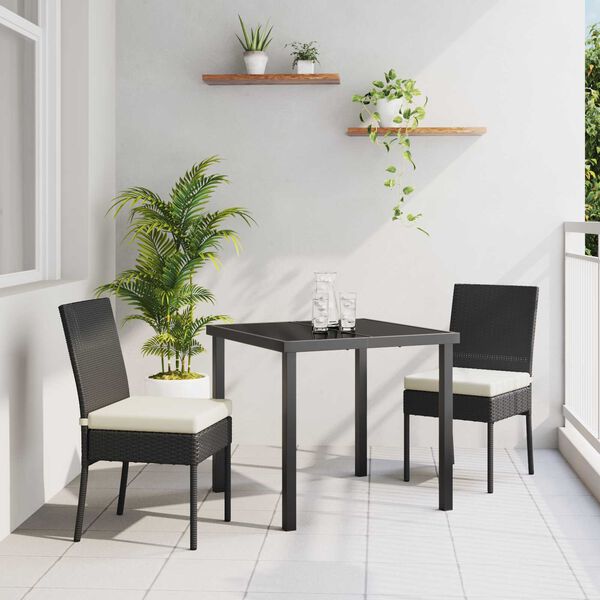 vidaXL Conjunto de Comedor de Jard&iacute;n 3 pcs Negro
